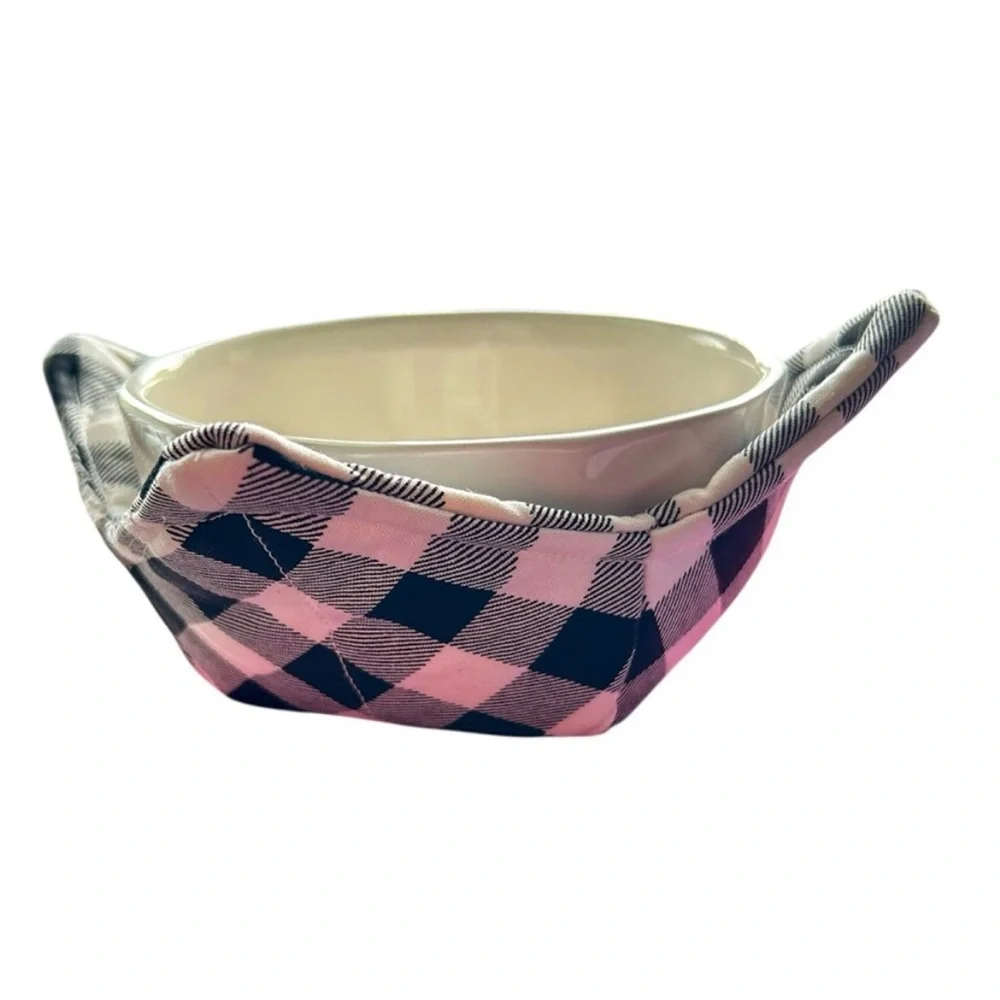 Hand Crafted Black Buffalo Plaid Fabric 100% Cotton Microwave Bowl Cozies